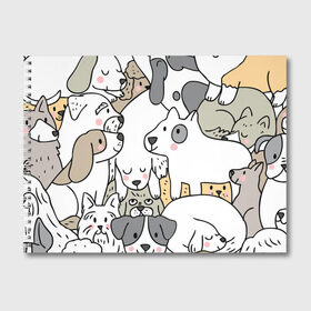 Альбом для рисования с принтом Собачье собрание в Тюмени, 100% бумага
 | матовая бумага, плотность 200 мг. | Тематика изображения на принте: арт | много собак | рисунок | собака | собаки | стая | стая собак