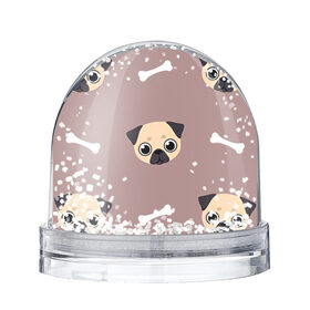 Снежный шар с принтом Мопсины мордашки в Тюмени, Пластик | Изображение внутри шара печатается на глянцевой фотобумаге с двух сторон | арт | мопс | мопсы | морды | рисунок | собака | собаки