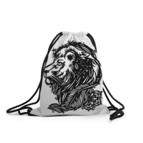 Рюкзак-мешок 3D с принтом Лев в Тюмени, 100% полиэстер | плотность ткани — 200 г/м2, размер — 35 х 45 см; лямки — толстые шнурки, застежка на шнуровке, без карманов и подкладки | leo | lion | знаки зодиака | лев | царь зверей