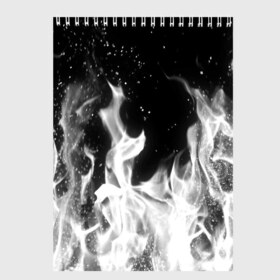 Скетчбук с принтом ЧЕРНО БЕЛЫЙ ОГОНЬ в Тюмени, 100% бумага
 | 48 листов, плотность листов — 100 г/м2, плотность картонной обложки — 250 г/м2. Листы скреплены сверху удобной пружинной спиралью | fire | в огне | взрыв | огненный | огонь | пожар | текстура