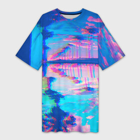Платье-футболка 3D с принтом ГАВАЙИ ГЛИТЧ в Тюмени,  |  | abstract | abstraction | geometry | line | pattern | psy | абстрактный | абстракция | геометрия | краски | кубики | линии | неоновые | неоновый | психоделика | текстура