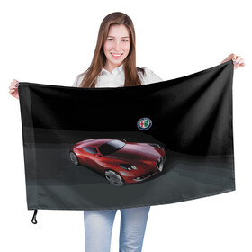 Флаг 3D с принтом Alfa Romeo в Тюмени, 100% полиэстер | плотность ткани — 95 г/м2, размер — 67 х 109 см. Принт наносится с одной стороны | alfa romeo | car | italy | motorsport | prestige | автоспорт | альфа ромео | италия | престиж