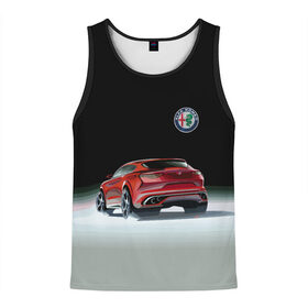 Мужская майка 3D с принтом Alfa Romeo в Тюмени, 100% полиэстер | круглая горловина, приталенный силуэт, длина до линии бедра. Пройма и горловина окантованы тонкой бейкой | alfa romeo | car | italy | motorsport | prestige | автоспорт | альфа ромео | италия | престиж