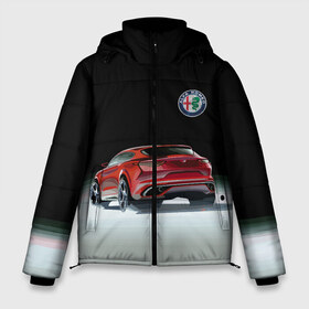 Мужская зимняя куртка 3D с принтом Alfa Romeo в Тюмени, верх — 100% полиэстер; подкладка — 100% полиэстер; утеплитель — 100% полиэстер | длина ниже бедра, свободный силуэт Оверсайз. Есть воротник-стойка, отстегивающийся капюшон и ветрозащитная планка. 

Боковые карманы с листочкой на кнопках и внутренний карман на молнии. | Тематика изображения на принте: alfa romeo | car | italy | motorsport | prestige | автоспорт | альфа ромео | италия | престиж