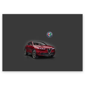 Поздравительная открытка с принтом Alfa Romeo в Тюмени, 100% бумага | плотность бумаги 280 г/м2, матовая, на обратной стороне линовка и место для марки
 | Тематика изображения на принте: alfa romeo | car | italy | prestige | автомобиль | альфа ромео | италия | престиж