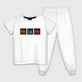 Детская пижама хлопок с принтом He Lp Me в Тюмени, 100% хлопок |  брюки и футболка прямого кроя, без карманов, на брюках мягкая резинка на поясе и по низу штанин
 | cmyk | design | designer | illustrator | photoshop | rgb | дезигнер | дизайн | дизанер | ргб