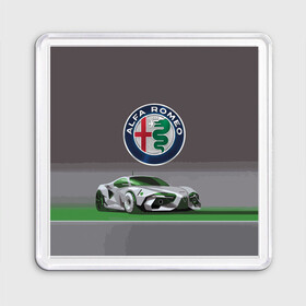 Магнит 55*55 с принтом Alfa Romeo motorsport в Тюмени, Пластик | Размер: 65*65 мм; Размер печати: 55*55 мм | Тематика изображения на принте: alfa romeo | car | italy | motorsport | prestige | автоспорт | альфа ромео | италия | престиж