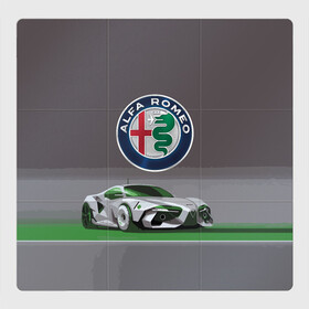 Магнитный плакат 3Х3 с принтом Alfa Romeo motorsport в Тюмени, Полимерный материал с магнитным слоем | 9 деталей размером 9*9 см | Тематика изображения на принте: alfa romeo | car | italy | motorsport | prestige | автоспорт | альфа ромео | италия | престиж