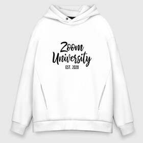 Мужское худи Oversize хлопок с принтом Zoom University в Тюмени, френч-терри — 70% хлопок, 30% полиэстер. Мягкий теплый начес внутри —100% хлопок | боковые карманы, эластичные манжеты и нижняя кромка, капюшон на магнитной кнопке | covid | university | zoom | зум | ковид | потерялся | университет