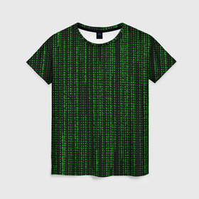 Женская футболка 3D с принтом Matrix в Тюмени, 100% полиэфир ( синтетическое хлопкоподобное полотно) | прямой крой, круглый вырез горловины, длина до линии бедер | matrix | интернет | код | компьютер | матрица | символы | хакер