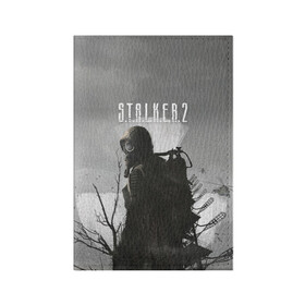 Обложка для паспорта матовая кожа с принтом STALKER 2 в Тюмени, натуральная матовая кожа | размер 19,3 х 13,7 см; прозрачные пластиковые крепления | chernobyl | post apocalypse | pripyat | shooter | stalker | survival | zone | авария | мутанты | постапокалипсис | припять | сталкер | чернобыль | шутер