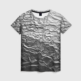 Женская футболка 3D с принтом Фольга в Тюмени, 100% полиэфир ( синтетическое хлопкоподобное полотно) | прямой крой, круглый вырез горловины, длина до линии бедер | защита от вышек | фольга