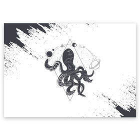 Поздравительная открытка с принтом Ктулху (Z) в Тюмени, 100% бумага | плотность бумаги 280 г/м2, матовая, на обратной стороне линовка и место для марки
 | cthulhu | великий древний | владыка миров | зов ктулху | ктулху | лавкрафта | морское чудовище | чудовище