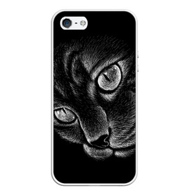 Чехол для iPhone 5/5S матовый с принтом Волшебный кот в Тюмени, Силикон | Область печати: задняя сторона чехла, без боковых панелей | Тематика изображения на принте: black | cat | eyes | kitten | kitty | pussy | pussycat | взгляд | глаз | глаза | кот | кота | котенок | коты | котят | котята | котячьи | кошачьи | кошка | кошки | мордочка | нос | носик | с котом | усатый | усики | усища | усищи | че