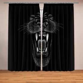 Фотошторы с принтом Черная пантера в Тюмени, Блэкаут (светозащита 90%) / Габардин (светозащита 40% | 2 полотна шириной по 145 см; Высота 200-300 см; Крепление: шторная лента (на крючки); | big | black | cat | danger | jungle | king | leopard | panter | panther | picture | большая | большой | джунглей | джунгли | зубы | король | кот | кошка | леопард | мелками | опасная | опасный | охотник | пантера | пасть | рисунок | хищник | 