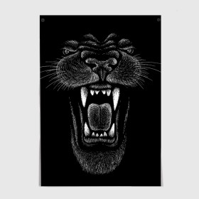 Постер с принтом Черная пантера в Тюмени, 100% бумага
 | бумага, плотность 150 мг. Матовая, но за счет высокого коэффициента гладкости имеет небольшой блеск и дает на свету блики, но в отличии от глянцевой бумаги не покрыта лаком | big | black | cat | danger | jungle | king | leopard | panter | panther | picture | большая | большой | джунглей | джунгли | зубы | король | кот | кошка | леопард | мелками | опасная | опасный | охотник | пантера | пасть | рисунок | хищник | 