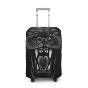 Чехол для чемодана 3D с принтом Черная пантера в Тюмени, 86% полиэфир, 14% спандекс | двустороннее нанесение принта, прорези для ручек и колес | big | black | cat | danger | jungle | king | leopard | panter | panther | picture | большая | большой | джунглей | джунгли | зубы | король | кот | кошка | леопард | мелками | опасная | опасный | охотник | пантера | пасть | рисунок | хищник | 