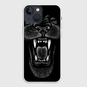 Чехол для iPhone 13 mini с принтом Черная пантера в Тюмени,  |  | big | black | cat | danger | jungle | king | leopard | panter | panther | picture | большая | большой | джунглей | джунгли | зубы | король | кот | кошка | леопард | мелками | опасная | опасный | охотник | пантера | пасть | рисунок | хищник | 