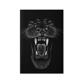 Обложка для паспорта матовая кожа с принтом Черная пантера в Тюмени, натуральная матовая кожа | размер 19,3 х 13,7 см; прозрачные пластиковые крепления | Тематика изображения на принте: big | black | cat | danger | jungle | king | leopard | panter | panther | picture | большая | большой | джунглей | джунгли | зубы | король | кот | кошка | леопард | мелками | опасная | опасный | охотник | пантера | пасть | рисунок | хищник | 