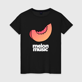 Женская футболка хлопок с принтом MELON MUSIC в Тюмени, 100% хлопок | прямой крой, круглый вырез горловины, длина до линии бедер, слегка спущенное плечо | mayot | melon | music | seemee | yungway | вэй | дыни | майот | мелон | мьюзик | сими | янг | янгвэй