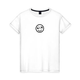 Женская футболка хлопок с принтом SMILE в Тюмени, 100% хлопок | прямой крой, круглый вырез горловины, длина до линии бедер, слегка спущенное плечо | майка | майка смайлик | смайл | смайлик | топ