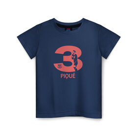 Детская футболка хлопок с принтом FC Barcelona | Pique Number 3 (2021) в Тюмени, 100% хлопок | круглый вырез горловины, полуприлегающий силуэт, длина до линии бедер | 0x000000123 | barca | barcelona | fcb | pique | барса | барселона | жерар | пике