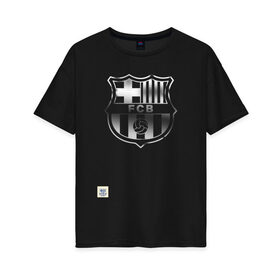 Женская футболка хлопок Oversize с принтом FC Barcelona | Gradient effect (2021) в Тюмени, 100% хлопок | свободный крой, круглый ворот, спущенный рукав, длина до линии бедер
 | 0x000000123 | barca | barcelona | fcb | messi | барса | барселона | месси | фкб
