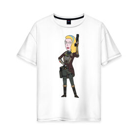 Женская футболка хлопок Oversize с принтом Space Beth в Тюмени, 100% хлопок | свободный крой, круглый ворот, спущенный рукав, длина до линии бедер
 | beth | beth smith | rick and morty | vdzabma | бет | бет смит | рик и морти