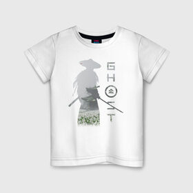 Детская футболка хлопок с принтом TRDGhoTsuhim в Тюмени, 100% хлопок | круглый вырез горловины, полуприлегающий силуэт, длина до линии бедер | Тематика изображения на принте: катана | отвага | призрак | самурай | честь
