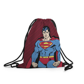 Рюкзак-мешок 3D с принтом I am your Superman в Тюмени, 100% полиэстер | плотность ткани — 200 г/м2, размер — 35 х 45 см; лямки — толстые шнурки, застежка на шнуровке, без карманов и подкладки | man | steel | superman | vdzajul | супермен | супермэн