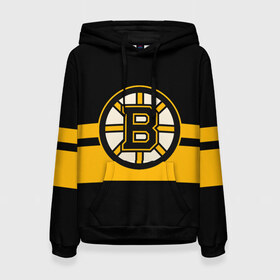 Женская толстовка 3D с принтом BOSTON BRUINS NHL в Тюмени, 100% полиэстер  | двухслойный капюшон со шнурком для регулировки, мягкие манжеты на рукавах и по низу толстовки, спереди карман-кенгуру с мягким внутренним слоем. | black | boston | bruins | hockey | ice | logo | nhl | sport | usa | бостон | брюинз | логотип | нхл | спорт | хоккей