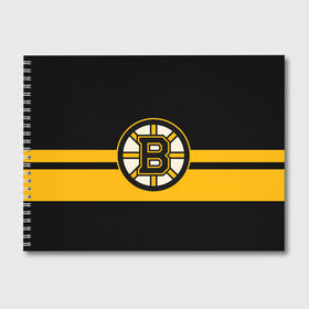 Альбом для рисования с принтом BOSTON BRUINS NHL в Тюмени, 100% бумага
 | матовая бумага, плотность 200 мг. | black | boston | bruins | hockey | ice | logo | nhl | sport | usa | бостон | брюинз | логотип | нхл | спорт | хоккей