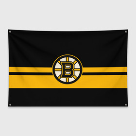 Флаг-баннер с принтом BOSTON BRUINS NHL в Тюмени, 100% полиэстер | размер 67 х 109 см, плотность ткани — 95 г/м2; по краям флага есть четыре люверса для крепления | black | boston | bruins | hockey | ice | logo | nhl | sport | usa | бостон | брюинз | логотип | нхл | спорт | хоккей