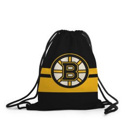 Рюкзак-мешок 3D с принтом BOSTON BRUINS NHL в Тюмени, 100% полиэстер | плотность ткани — 200 г/м2, размер — 35 х 45 см; лямки — толстые шнурки, застежка на шнуровке, без карманов и подкладки | black | boston | bruins | hockey | ice | logo | nhl | sport | usa | бостон | брюинз | логотип | нхл | спорт | хоккей