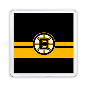 Магнит 55*55 с принтом BOSTON BRUINS NHL в Тюмени, Пластик | Размер: 65*65 мм; Размер печати: 55*55 мм | Тематика изображения на принте: black | boston | bruins | hockey | ice | logo | nhl | sport | usa | бостон | брюинз | логотип | нхл | спорт | хоккей