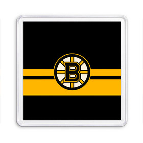 Магнит 55*55 с принтом BOSTON BRUINS NHL в Тюмени, Пластик | Размер: 65*65 мм; Размер печати: 55*55 мм | black | boston | bruins | hockey | ice | logo | nhl | sport | usa | бостон | брюинз | логотип | нхл | спорт | хоккей