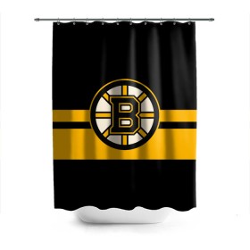 Штора 3D для ванной с принтом BOSTON BRUINS NHL в Тюмени, 100% полиэстер | плотность материала — 100 г/м2. Стандартный размер — 146 см х 180 см. По верхнему краю — пластиковые люверсы для креплений. В комплекте 10 пластиковых колец | Тематика изображения на принте: black | boston | bruins | hockey | ice | logo | nhl | sport | usa | бостон | брюинз | логотип | нхл | спорт | хоккей