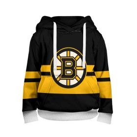 Детская толстовка 3D с принтом BOSTON BRUINS NHL в Тюмени, 100% полиэстер | двухслойный капюшон со шнурком для регулировки, мягкие манжеты на рукавах и по низу толстовки, спереди карман-кенгуру с мягким внутренним слоем | black | boston | bruins | hockey | ice | logo | nhl | sport | usa | бостон | брюинз | логотип | нхл | спорт | хоккей