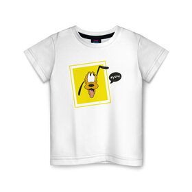 Детская футболка хлопок с принтом Плуто в Тюмени, 100% хлопок | круглый вырез горловины, полуприлегающий силуэт, длина до линии бедер | pluto | плуто