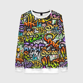 Женский свитшот 3D с принтом Уличные граффити в Тюмени, 100% полиэстер с мягким внутренним слоем | круглый вырез горловины, мягкая резинка на манжетах и поясе, свободная посадка по фигуре | 1990 | 1990 е | 1990е | 90 е | 90е | crazy | dance | graffiti | graffity | hip hop | life | music | old school | oldschool | rap | street | style | west coast | безумные | графити | граффити | девяностые | классика | мир | музыка | олдскул | реп