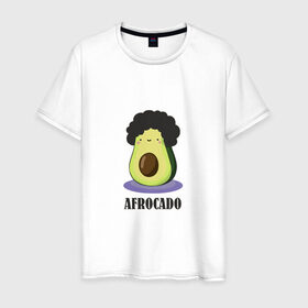 Мужская футболка хлопок с принтом Авокадик в Тюмени, 100% хлопок | прямой крой, круглый вырез горловины, длина до линии бедер, слегка спущенное плечо. | Тематика изображения на принте: авокадик | авокадо | афрокадо.