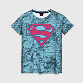 Женская футболка 3D с принтом Man of steel в Тюмени, 100% полиэфир ( синтетическое хлопкоподобное полотно) | прямой крой, круглый вырез горловины, длина до линии бедер | man | steel | superman | vdzajul | супермен | супермэн