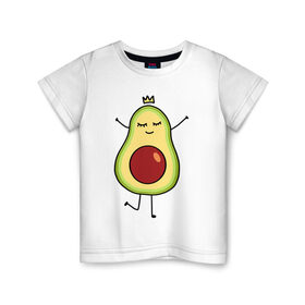 Детская футболка хлопок с принтом Милое авокадо в Тюмени, 100% хлопок | круглый вырез горловины, полуприлегающий силуэт, длина до линии бедер | авокадо | милое
