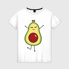 Женская футболка хлопок с принтом Милое авокадо в Тюмени, 100% хлопок | прямой крой, круглый вырез горловины, длина до линии бедер, слегка спущенное плечо | Тематика изображения на принте: авокадо | милое