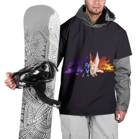 Накидка на куртку 3D с принтом День и ночь в Тюмени, 100% полиэстер |  | nightmare moon | арт | день | звёзды | ночь | огонь | пламя | рисунок
