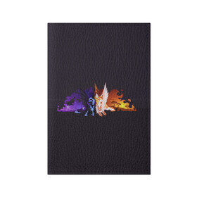 Обложка для паспорта матовая кожа с принтом День и ночь в Тюмени, натуральная матовая кожа | размер 19,3 х 13,7 см; прозрачные пластиковые крепления | nightmare moon | арт | день | звёзды | ночь | огонь | пламя | рисунок