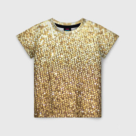 Детская футболка 3D с принтом Блёстки в Тюмени, 100% гипоаллергенный полиэфир | прямой крой, круглый вырез горловины, длина до линии бедер, чуть спущенное плечо, ткань немного тянется | блеск | блёстки | блестяшки | золото