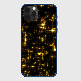Чехол для iPhone 12 Pro с принтом Золотые звёзды в Тюмени, силикон | область печати: задняя сторона чехла, без боковых панелей | блеск | звёзды | золото | ночь | сияние | темнота | черный