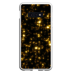 Чехол для Samsung S10E с принтом Золотые звёзды в Тюмени, Силикон | Область печати: задняя сторона чехла, без боковых панелей | Тематика изображения на принте: блеск | звёзды | золото | ночь | сияние | темнота | черный
