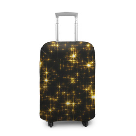 Чехол для чемодана 3D с принтом Золотые звёзды в Тюмени, 86% полиэфир, 14% спандекс | двустороннее нанесение принта, прорези для ручек и колес | блеск | звёзды | золото | ночь | сияние | темнота | черный